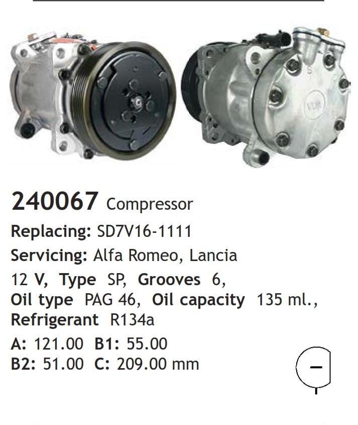 	240067 Compressor  Alfa Romeo Lancia 	